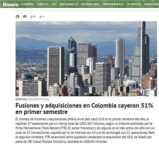 Fusiones y adquisiciones en Colombia cayeron 51% en primer semestre